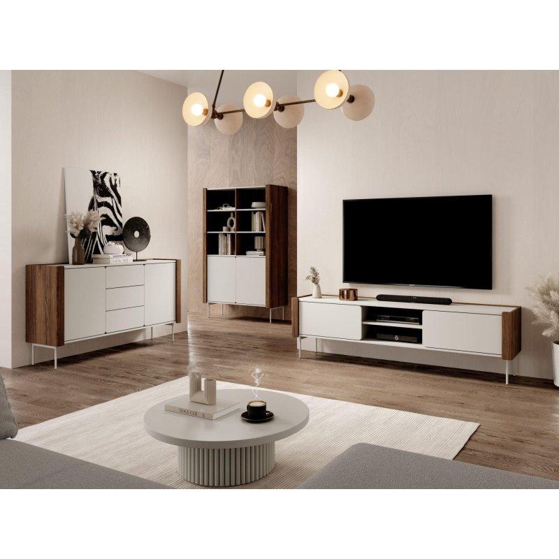 Ceviz Renginde Krem Cashmere 180 cm Vitrinli TV Ünitesi - 82129