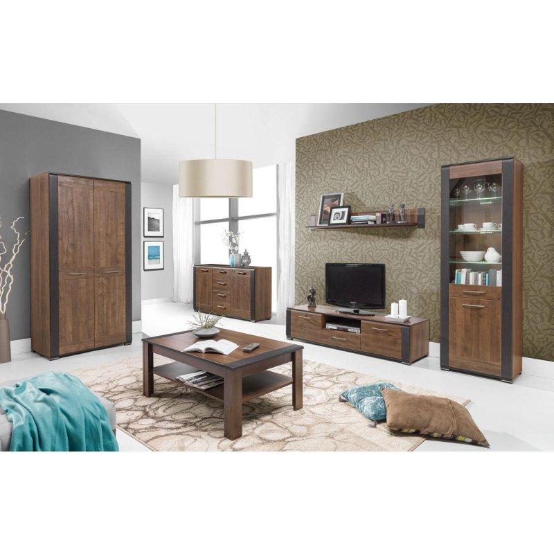 Ceviz Renginde Siyah Çerçeveli TV Ünitesi 50 cm Yüksekliğinde - 82003