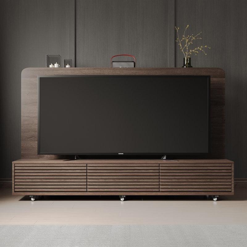 Ceviz Renkli Endüstriyel Ahşap Tekerlekli TV Standı 180x45x91 cm - 81340