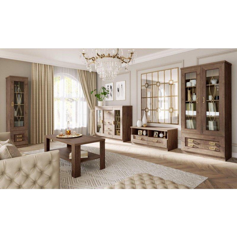 Dąb Lefkas Renkli Vitrinli TV Ünitesi 118x38x35 cm - 81955