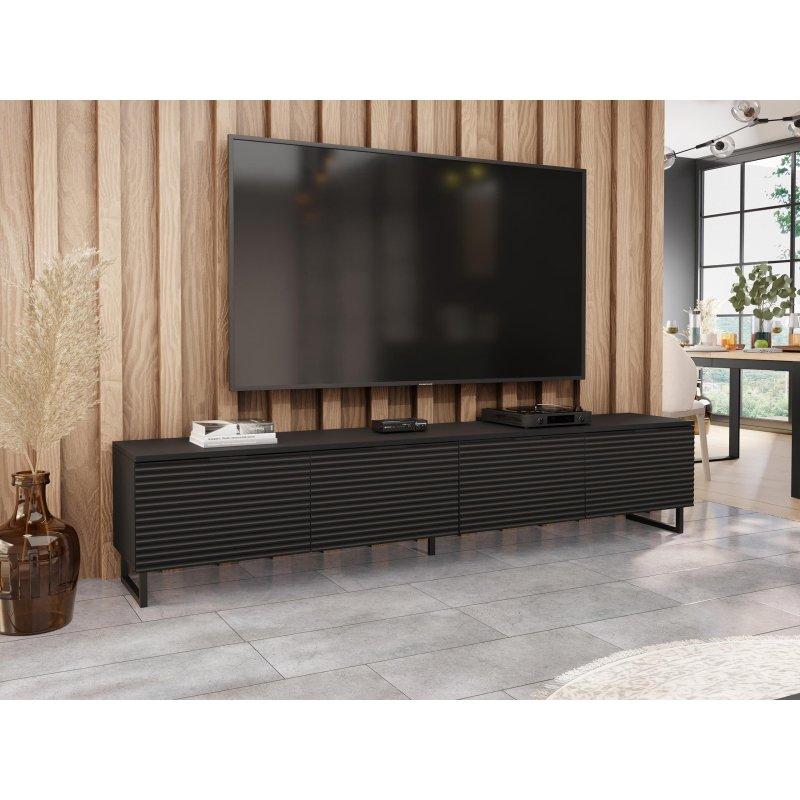 Delino Siyah Yatay Çizgili TV Ünitesi 200x40x33 cm - 80749