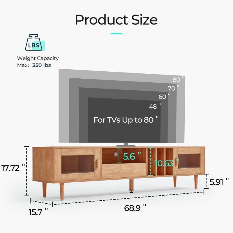 Doğal Ahşap 175 cm Geniş TV Konsolu - 81019