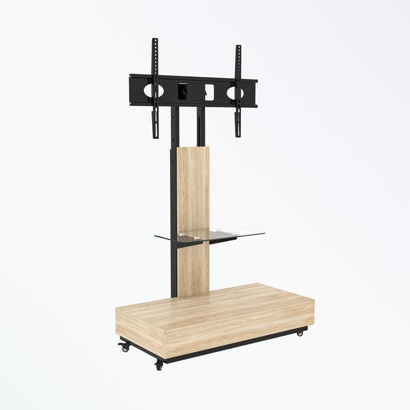 Doğal Ahşap Metal Çerçeveli Tekerlekli TV Standı 80x40x174 cm - 81403