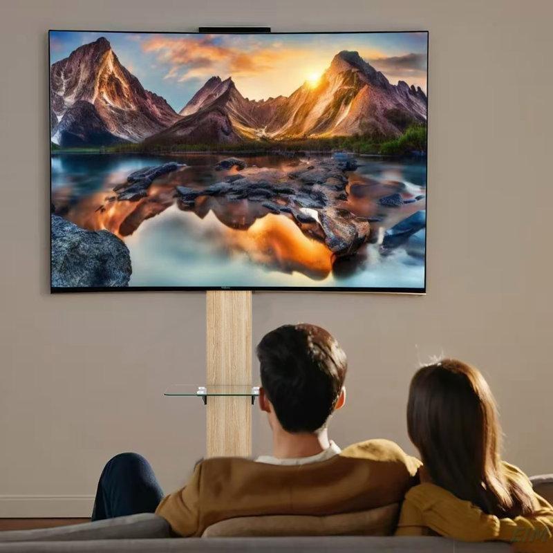 Doğal Ahşap Metal Çerçeveli Tekerlekli TV Standı 80x40x174 cm - 81403
