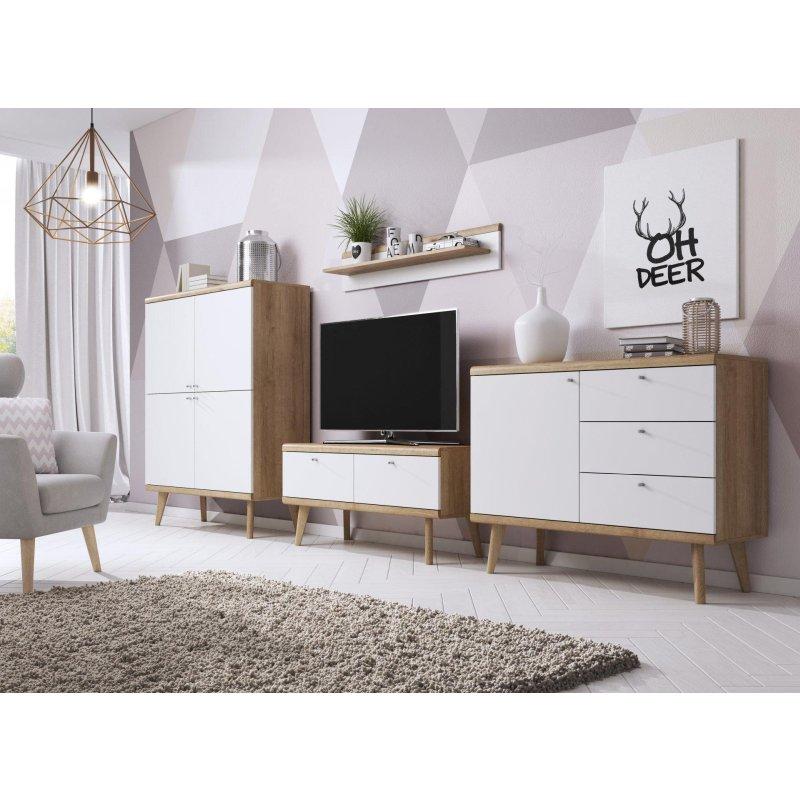 Doğal Ahşap ve Beyaz Mat TV Ünitesi 107x50 cm - 82240