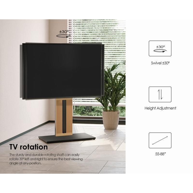 Doğal Kayın Ahşap ve Siyah Metal Çerçeveli 55-88 İnç TV Standı - 81373