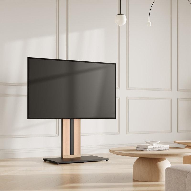 Doğal Kayın Ahşap ve Siyah Metal Çerçeveli 55-88 İnç TV Standı - 81373