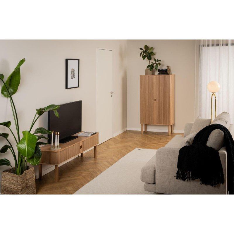 Doğal Meşe Rengi Modern Vitrinli TV Ünitesi 140x45 cm - 82183