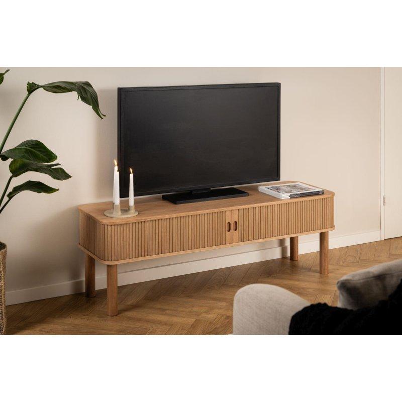 Doğal Meşe Rengi Modern Vitrinli TV Ünitesi 140x45 cm - 82183