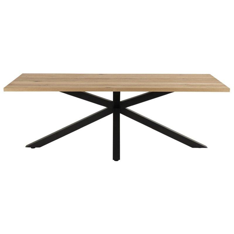 Doğal Meşe Veneerli Dikdörtgen Yemek Masası 220x90 cm Mat Siyah Metal Ayaklı - 82933