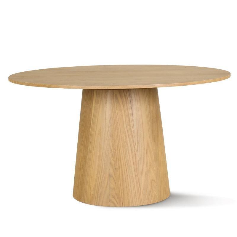 Doğal Meşe Yemek Masası Yuvarlak Pedestal Tasarımlı 132 cm - 82555