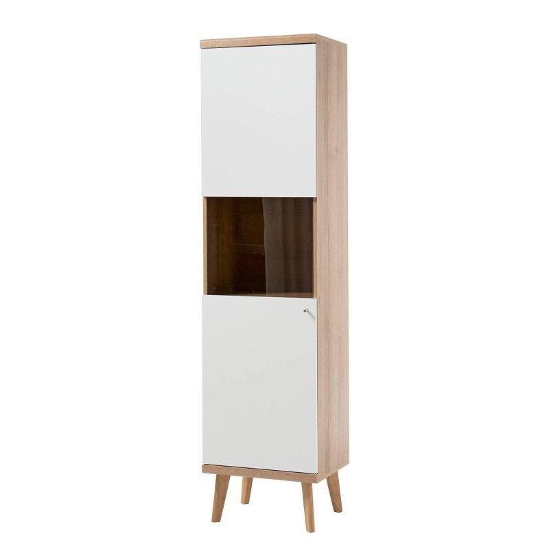 Dört Parçalı Beyaz Mat ve Riviera Dekorlu Vitrinli TV Ünitesi 300x197 cm - 81793
