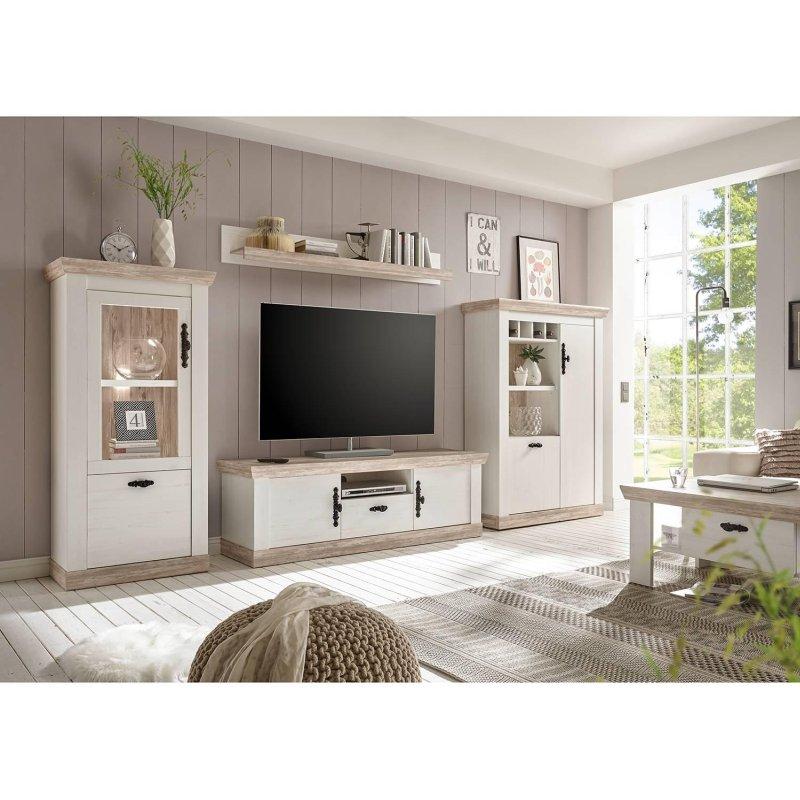Dört Parçalı Beyaz Vitrinli TV Ünitesi 332x170 cm - 81856