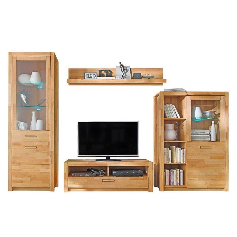 Dört Parçalı Kernbuche Endüstriyel Ahşap Vitrinli TV Ünitesi 309x203 cm - 81877