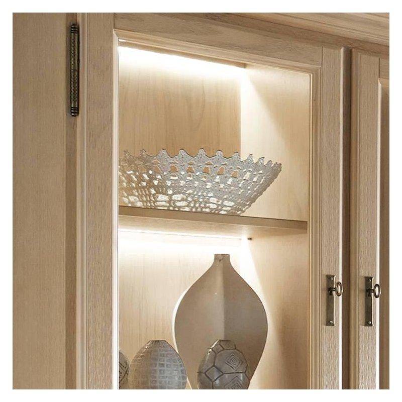 Dört Parçalı Krem Rengi Masif Çam Vitrinli TV Ünitesi 396x217 cm Breddin - 81859