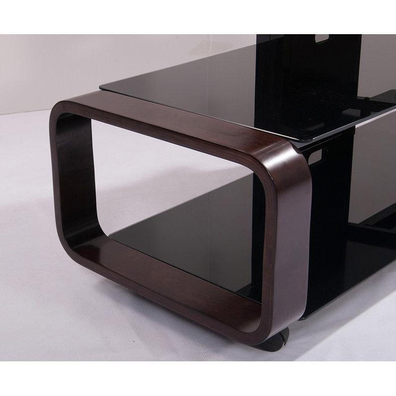 Eğimli Tasarımlı Siyah ve Koyu Ceviz Renkli 68 cm Genişliğinde Tekerlekli TV Standı - 81397