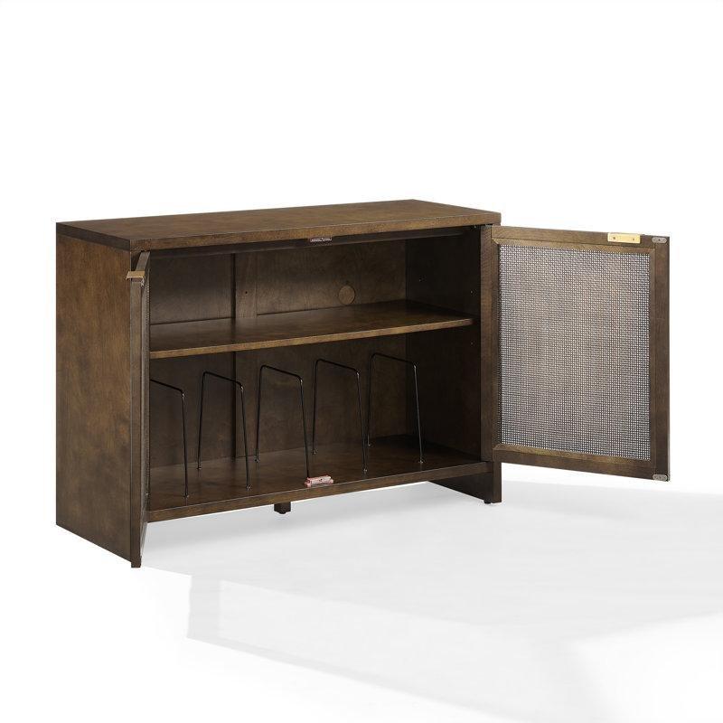 El Dokuma Hasır Panelli Kahverengi Plak Dolabı 71x38x102 cm - 81556