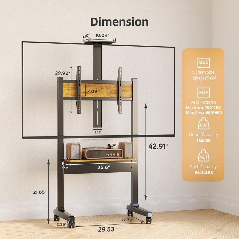 Elektrikli Yükseklik Ayarlı Metal Tekerlekli TV Standı 75 cm - 81352