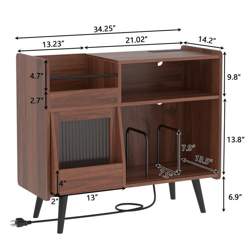 Endüstriyel Ahşap 350 Plak Kapasiteli LED Aydınlatmalı Plak Dolabı 75x87x36 cm - 81760
