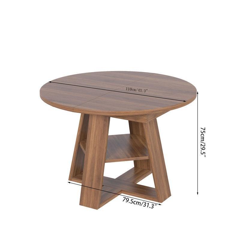 Endüstriyel Ahşap Açılır Yuvarlak Yemek Masası 110 cm - 82402