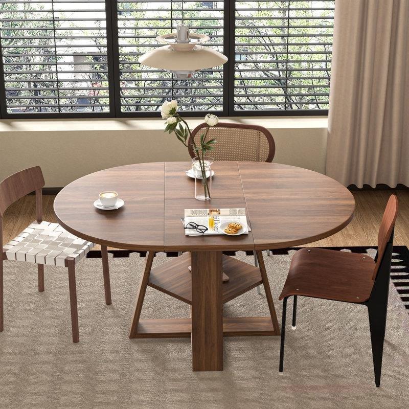 Endüstriyel Ahşap Açılır Yuvarlak Yemek Masası 110 cm - 82402