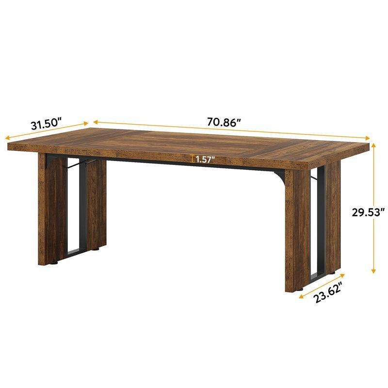 Endüstriyel Ahşap Doğal Renk Çift Ayaklı Yemek Masası 180 cm - 82450
