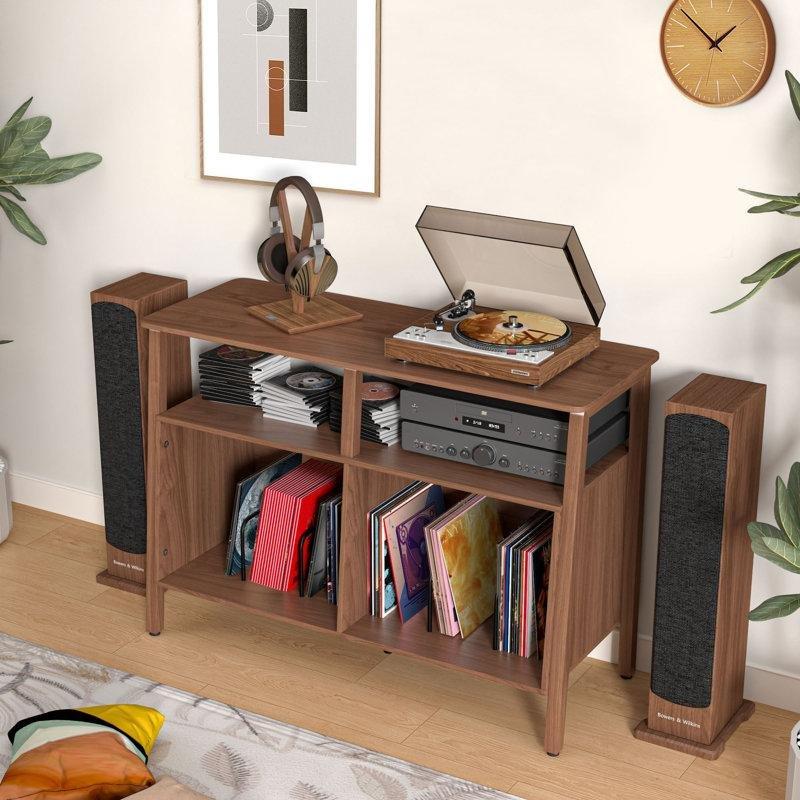 Endüstriyel Ahşap Metal Ayaklı Plak Dolabı 120x50 cm - 81715