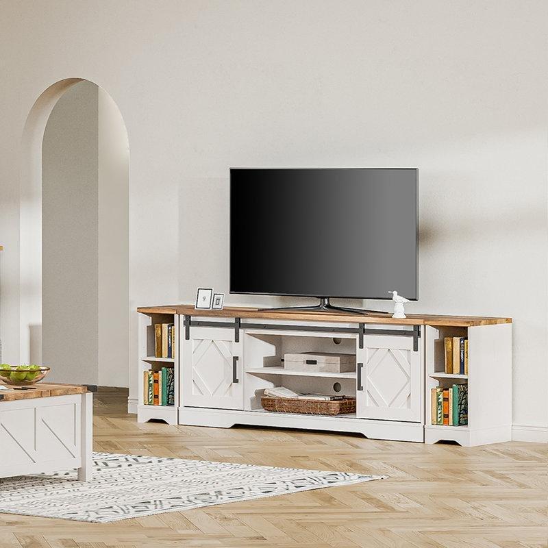 Endüstriyel Ahşap ve Metal Detaylı 200 cm Kaydırmalı Kapılı TV Konsolu - 80971