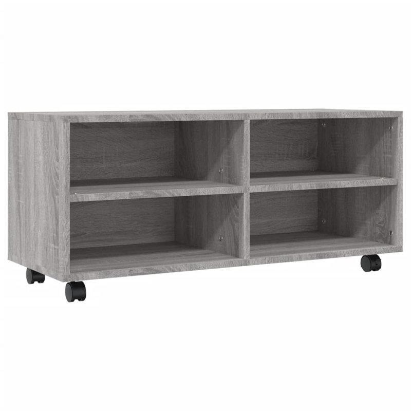 Endüstriyel Ahşap Yapılı Siyah Tekerlekli TV Standı 90x35x35 cm - 81364
