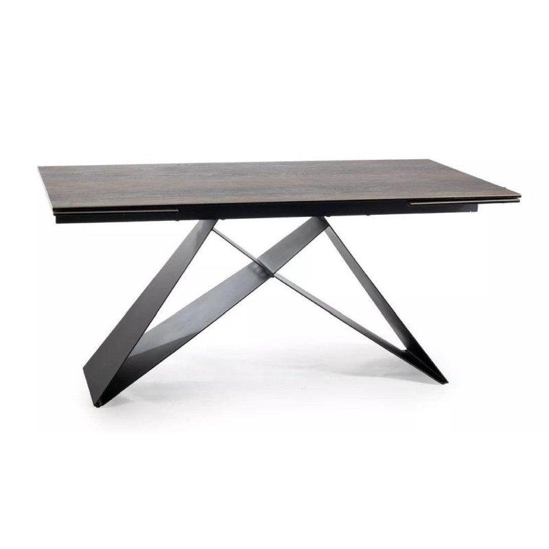 Genişletilebilir Yemek Masası 160-240 cm Koyu Ahşap Tasarım Mat Siyah Metal Ayaklı - 82939