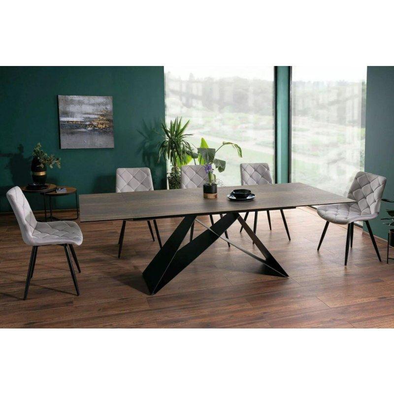 Genişletilebilir Yemek Masası 160-240 cm Koyu Ahşap Tasarım Mat Siyah Metal Ayaklı - 82939
