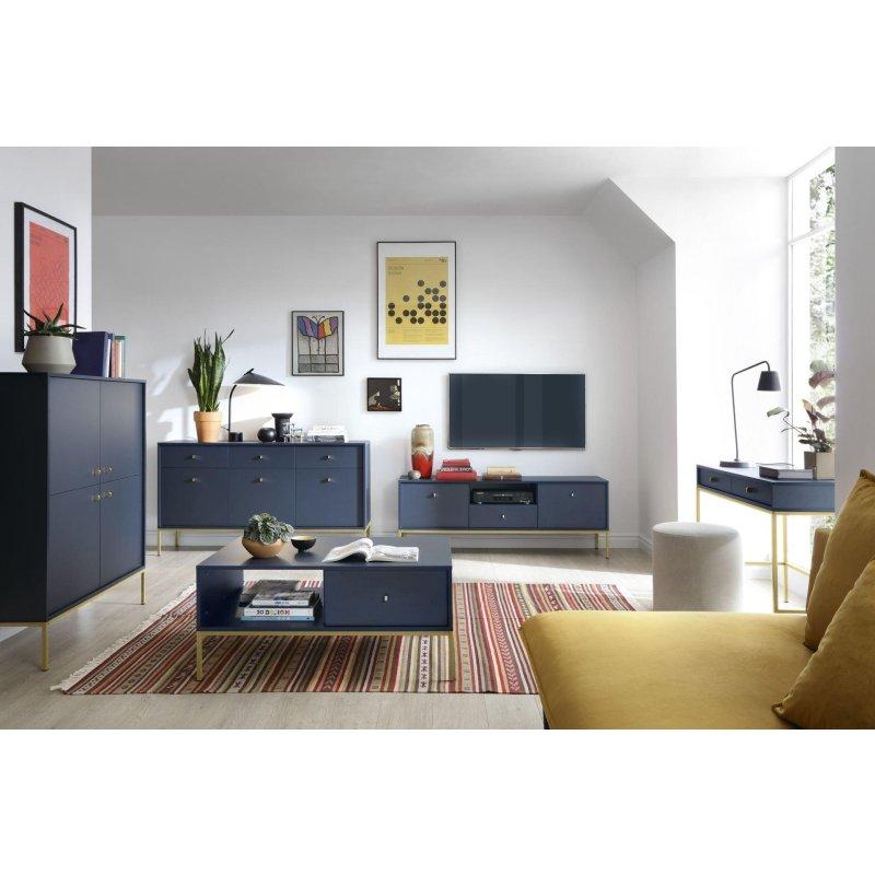 Glamour Tarzı 154 cm Lacivert ve Gold TV Ünitesi Açık Raflı - 82060
