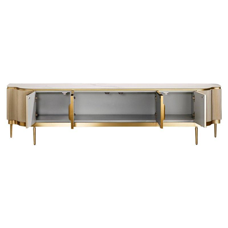 Gold Renkli 200 cm Genişliğinde 4 Kapılı TV Ünitesi - 80794