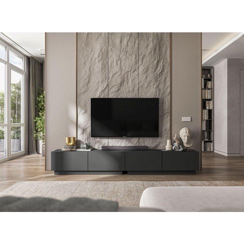 Gri Mat Endüstriyel Ahşap TV Ünitesi 240x37x35 cm - 80761