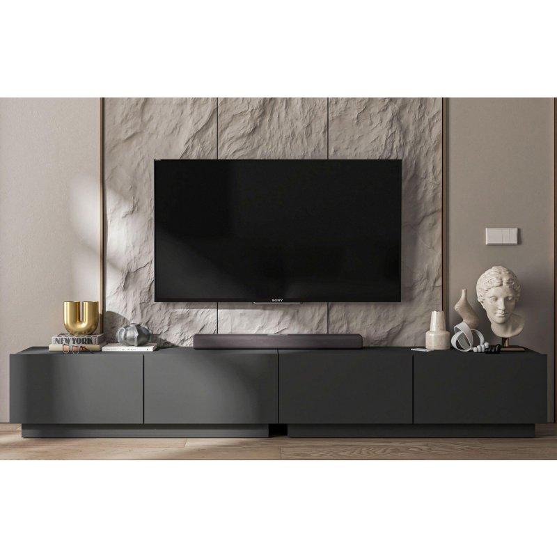 Gri Mat Endüstriyel Ahşap TV Ünitesi 240x37x35 cm - 80761