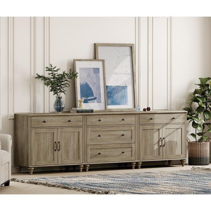 Gri Yıkantılı Endüstriyel Ahşap TV Konsolu 258 cm - 80887