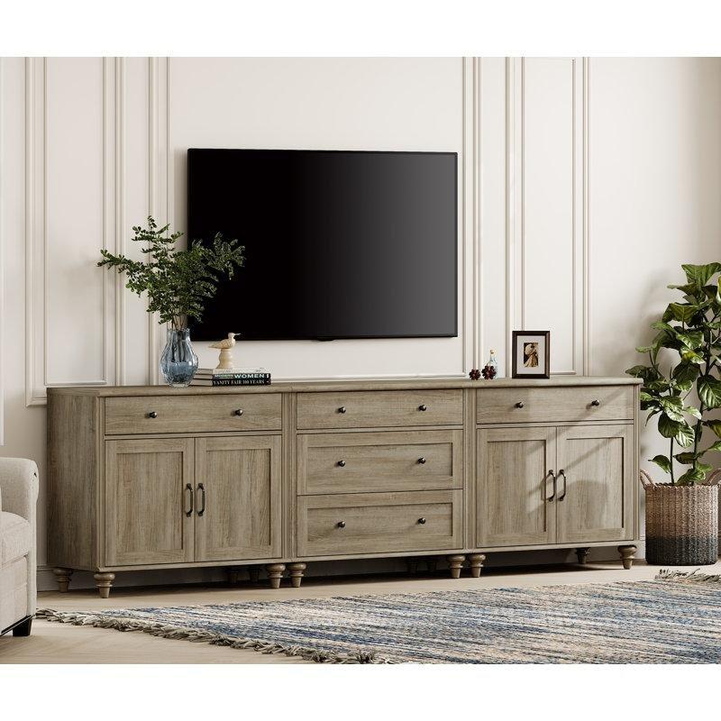 Gri Yıkantılı Endüstriyel Ahşap TV Konsolu 258 cm - 80887