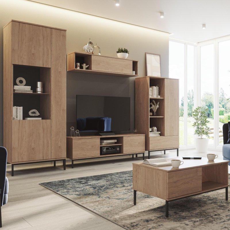 Hikori Renkli İki Kapılı Vitrinli TV Ünitesi 190x70x41 cm - 81889