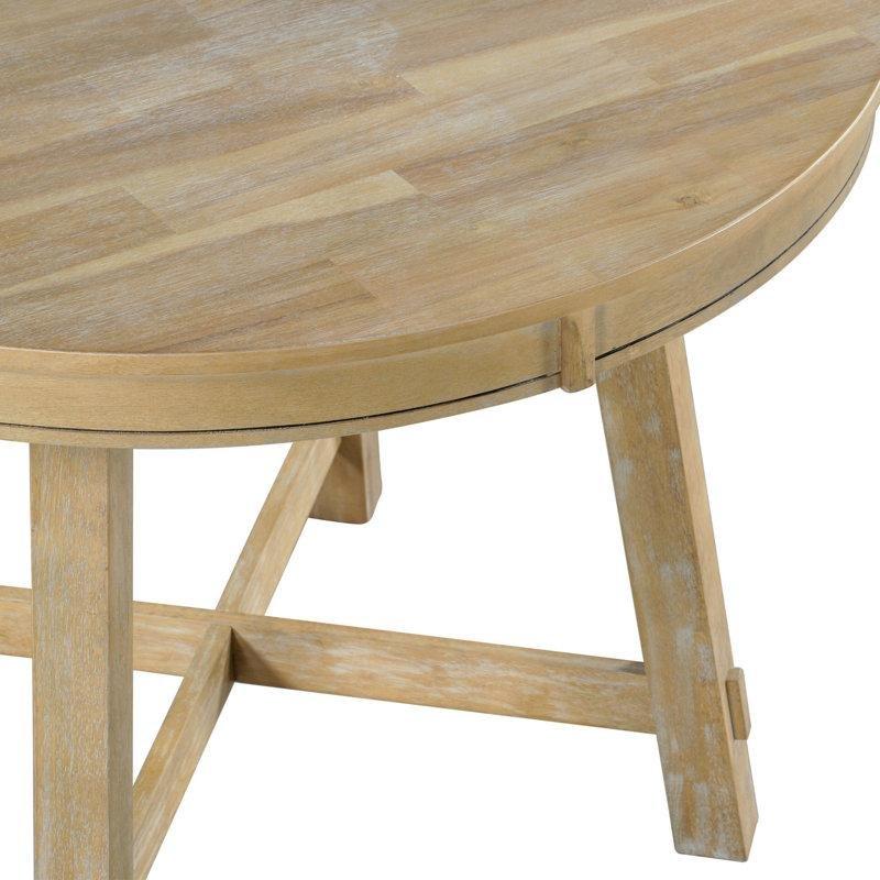 Kahverengi Endüstriyel Ahşap Açılır Yuvarlak Yemek Masası 107 cm - 82342