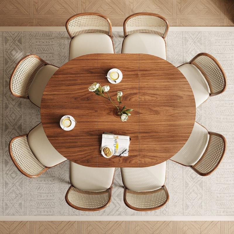 Kahverengi Endüstriyel Ahşap Açılır Yuvarlak Yemek Masası 110 cm - 82405