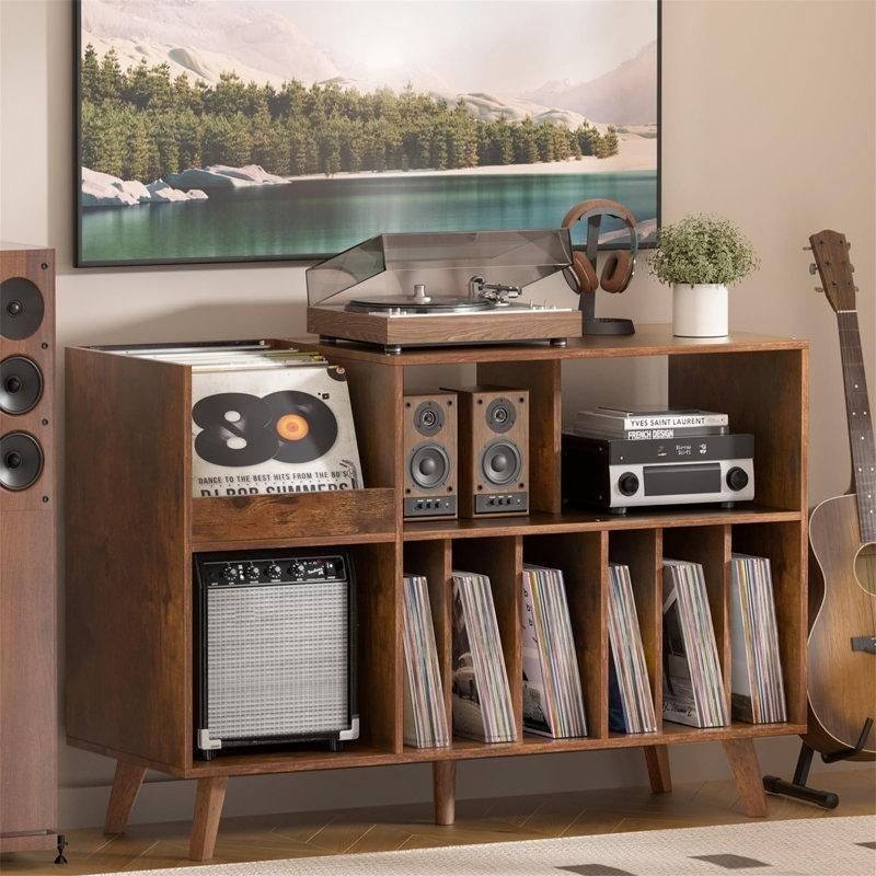 Kahverengi Endüstriyel Ahşap Plak Dolabı 82x40x83 cm - 81529