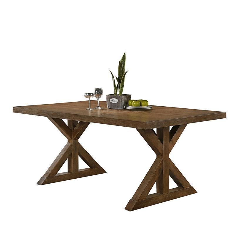 Kahverengi Endüstriyel Ahşap X Ayaklı Dikdörtgen Yemek Masası 183x107 cm - 82519