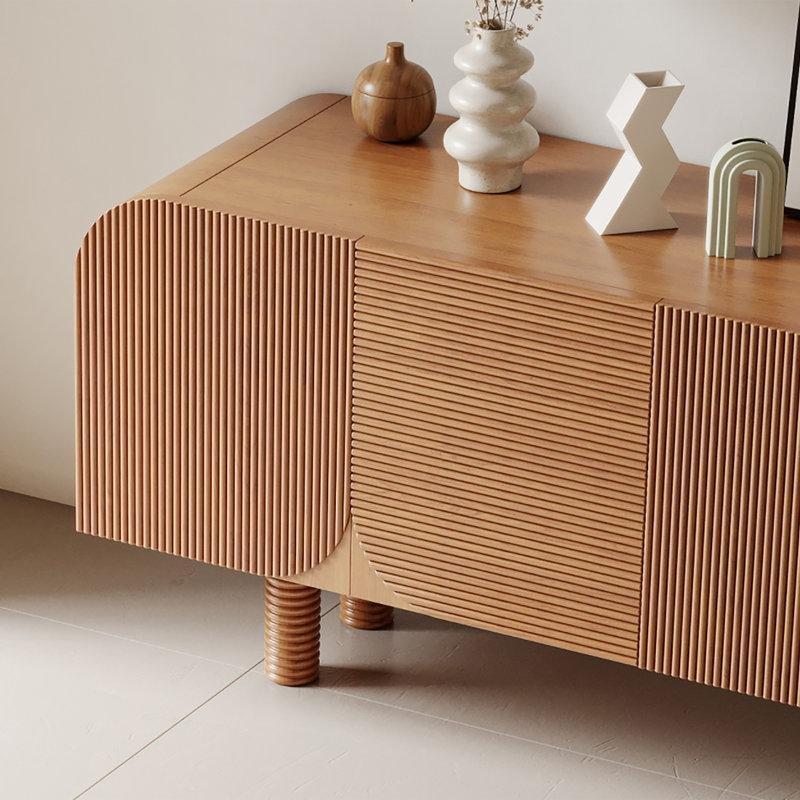 Kahverengi Masif Ahşap Dört Kapılı Modern TV Konsolu 180 cm - 80926