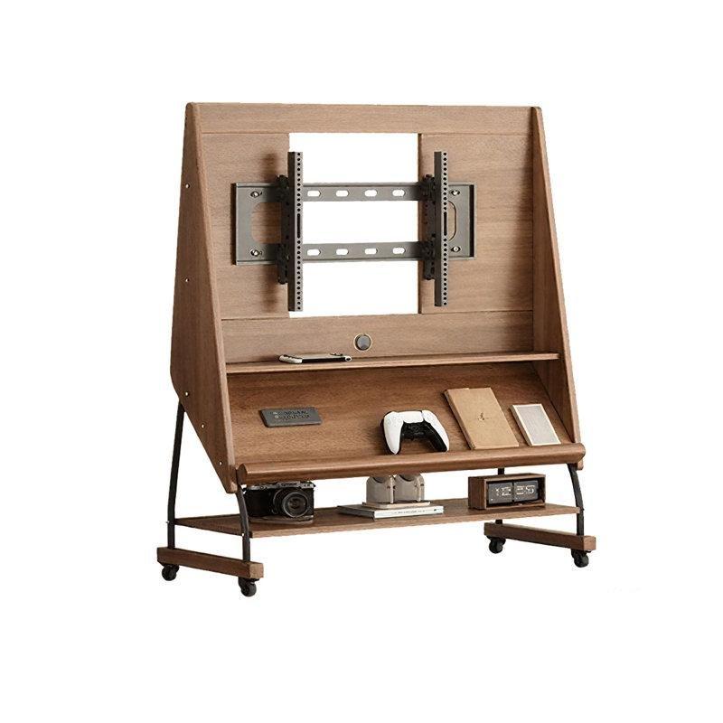 Kahverengi Masif Ahşap Tekerlekli TV Standı 47 cm Derinlik - 81349