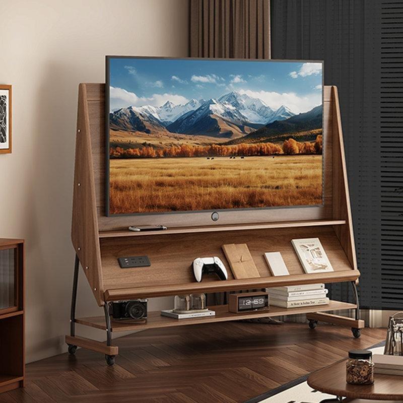 Kahverengi Masif Ahşap Tekerlekli TV Standı 47 cm Derinlik - 81349
