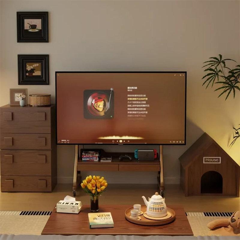 Kahverengi Meşe Ağacı Tekerlekli TV Standı 102x53x120 cm - 81388