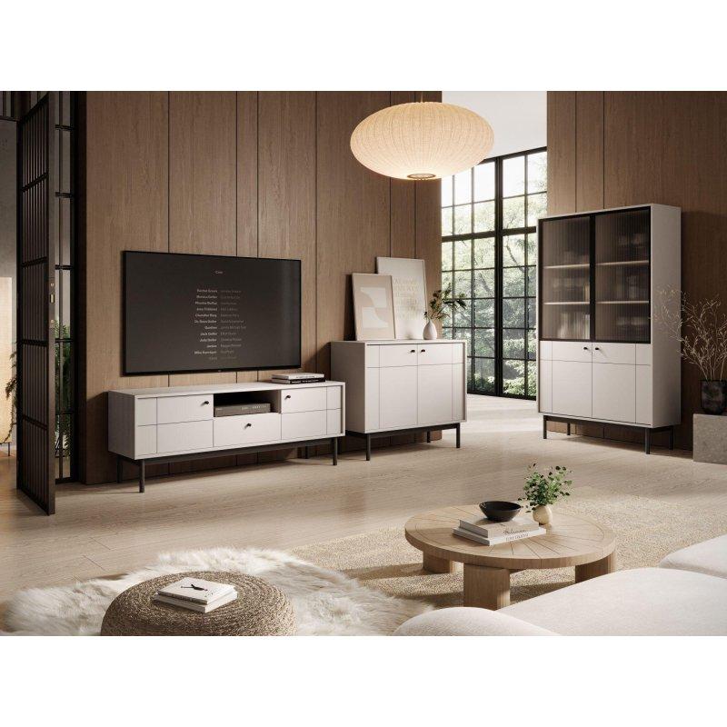 Kaszmir Renkli Japandi Vitrinli TV Ünitesi 154x57x39 cm - 82198