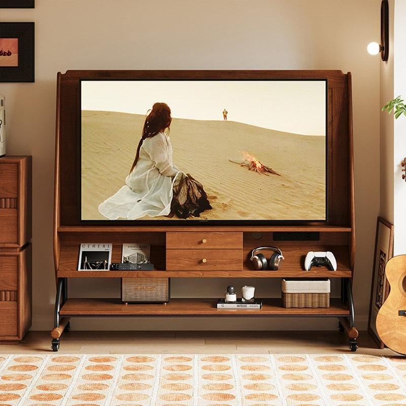 Kütüğü Ahşap Brown Tekerlekli TV Standı 47 cm Derinlik - 81421
