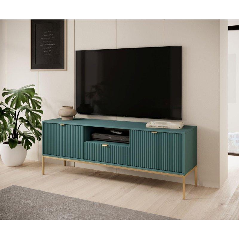 Labrador Yeşili ve Gold Metal Ayaklı 154 cm Vitrinli TV Ünitesi - 82192