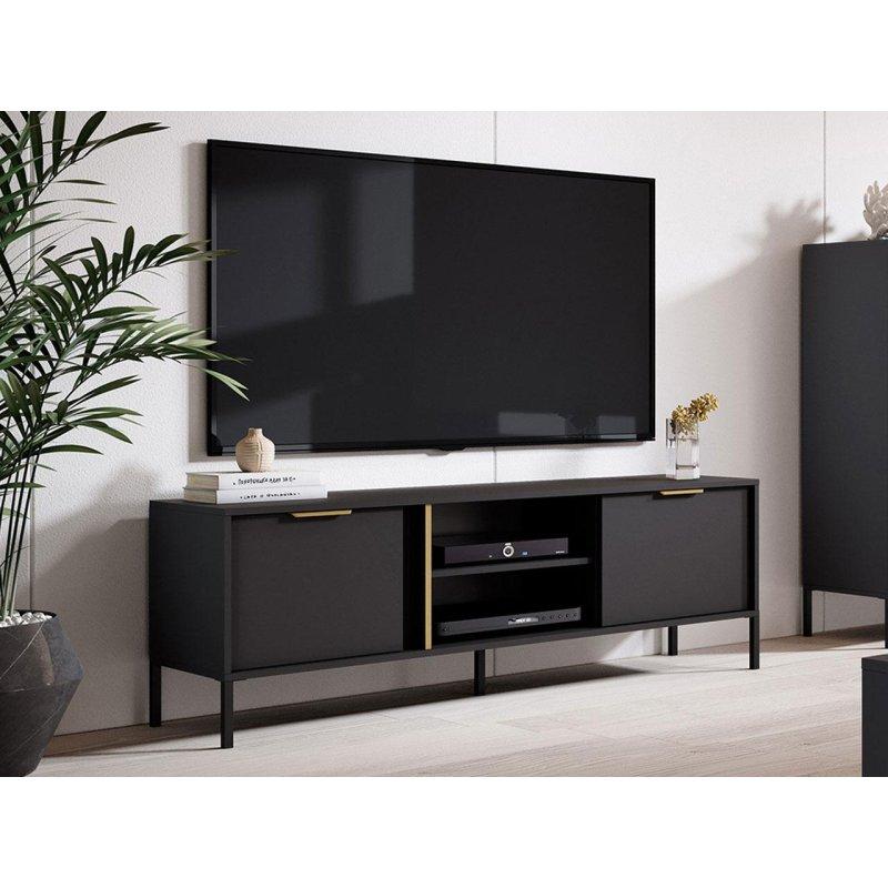 Lars Siyah Laminat 153 cm TV Ünitesi Altın Detaylı - 80500